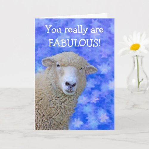 Cute Sheep Custom Fiftieth Birthday Card