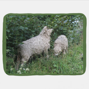 Cute Sheep Eating Leaves Baby Blanket