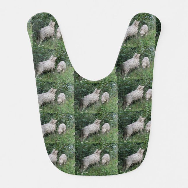 Cute Sheep Eating Leaves Bib (Front)