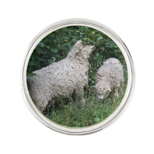 Cute Sheep Eating Leaves Lapel Pin