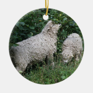 Cute Sheep Eating Leaves Ornament