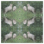 Cute Sheep Eating Leaves Patterned Animal Fabric