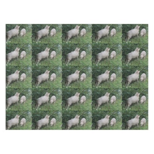 Cute Sheep Eating Leaves Tablecloth