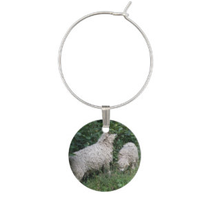 Cute Sheep Eating Leaves Wine Charm