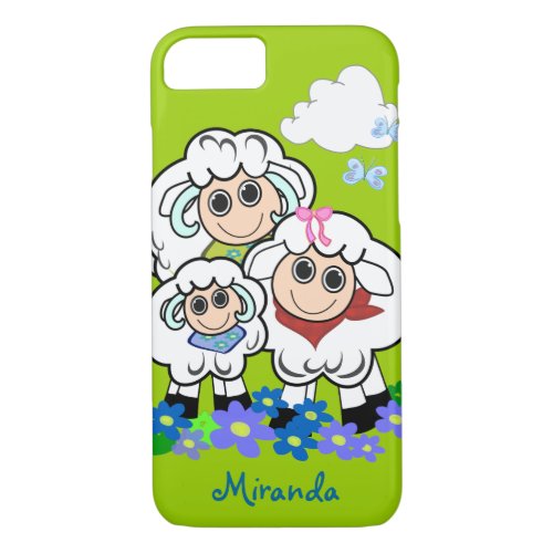 Cute Sheep family  Custom Name iPhone 87 Case