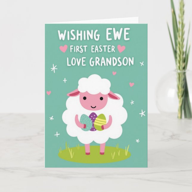 Cute Sheep First Easter Card (Front)