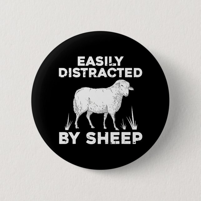 Cute Sheep For Lamb Farm Animal Farmer Sheep Button (Front)