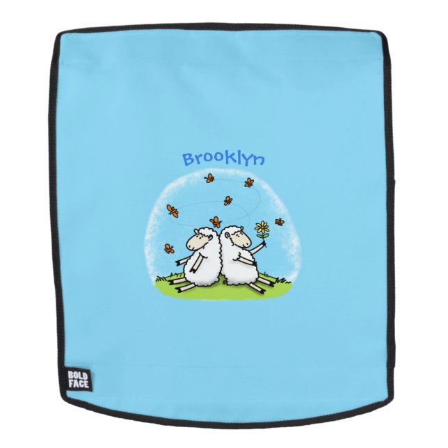 Cute sheep friends and butterflies cartoon backpack (Removable Face)