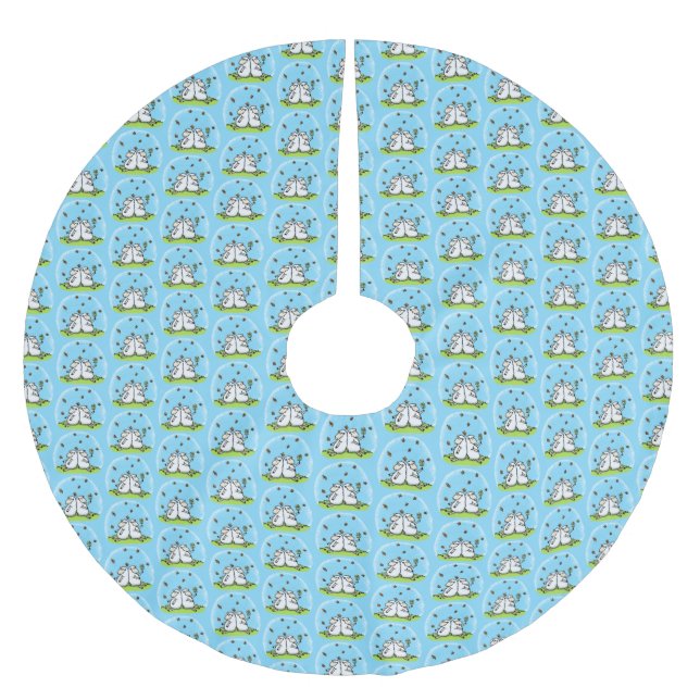 Cute sheep friends and butterflies cartoon brushed polyester tree skirt (Front)