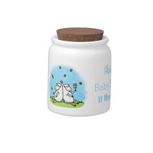 Cute sheep friends and butterflies cartoon candy jar