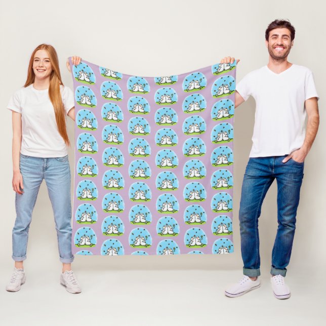 Cute sheep friends and butterflies cartoon fleece blanket (In Situ)