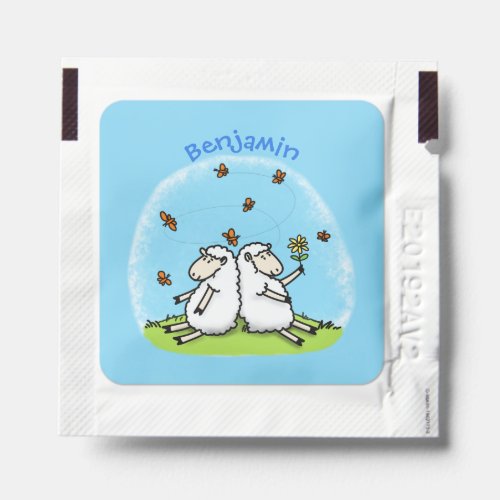 Cute sheep friends and butterflies cartoon hand sanitizer packet