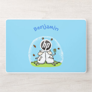 Cute sheep friends and butterflies cartoon HP laptop skin