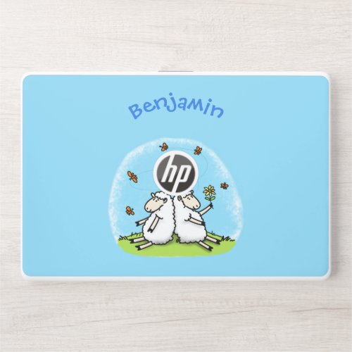 Cute sheep friends and butterflies cartoon HP laptop skin