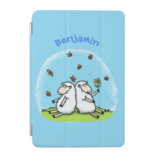 Cute sheep friends and butterflies cartoon iPad mini cover