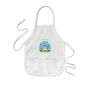 Cute sheep friends and butterflies cartoon kids' apron