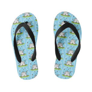 Cute sheep friends and butterflies cartoon kid's flip flops