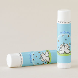 Cute sheep friends and butterflies cartoon lip balm