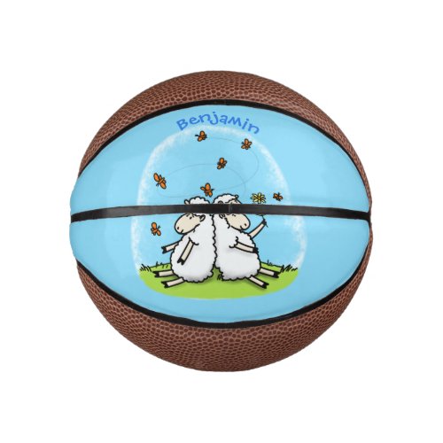 Cute sheep friends and butterflies cartoon mini basketball