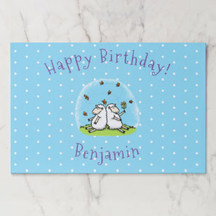 Cute sheep friends and butterflies cartoon paper pad