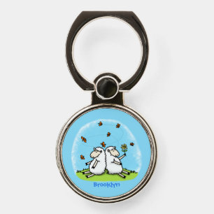 Cute sheep friends and butterflies cartoon phone ring stand