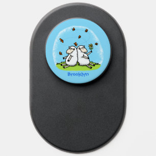 Cute sheep friends and butterflies cartoon PopSocket