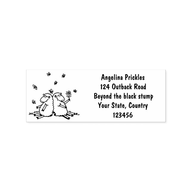 Cute sheep friends and butterflies cartoon rubber stamp (Imprint)