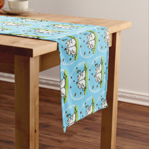 Cute sheep friends and butterflies cartoon short table runner