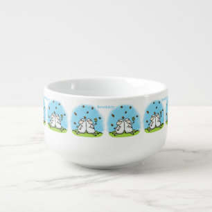 Cute sheep friends and butterflies cartoon soup mug