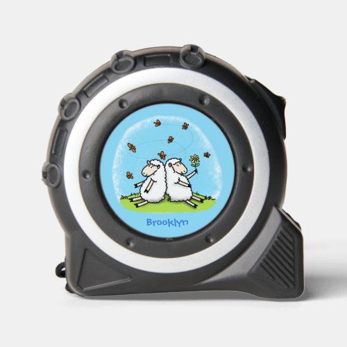 Cute sheep friends and butterflies cartoon tape measure