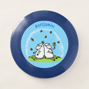 Cute sheep friends and butterflies cartoon Wham-O frisbee