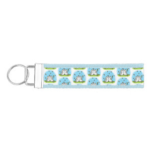 Cute sheep friends and butterflies cartoon wrist keychain
