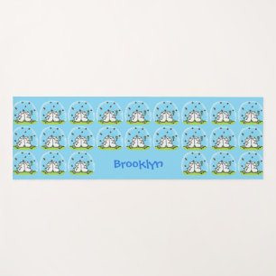 Cute sheep friends and butterflies cartoon yoga mat