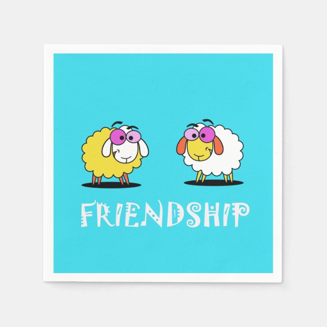 Cute Sheep Friendship Paper Napkin (Front)