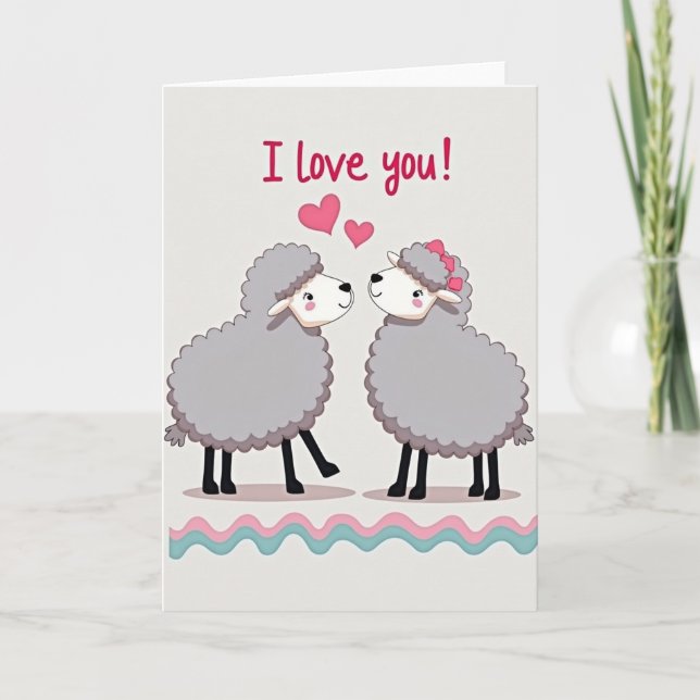 Cute Sheep I Love You Card (Front)