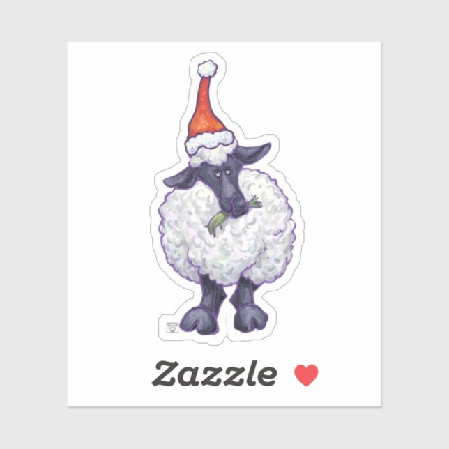 Cute Sheep in a Santa Hat Sticker (Sheet)