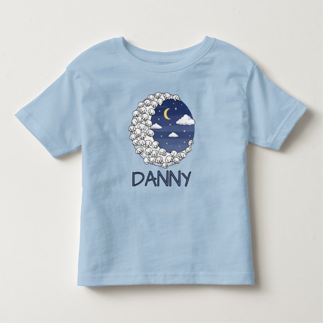 Cute Sheep in Moon and Clouds Toddler T-shirt (Front)
