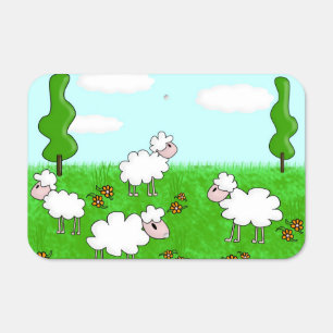 Cute Sheep Kids Illustration Metal Sign