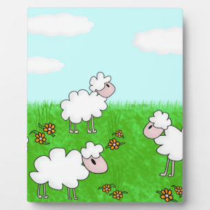 Cute Sheep Kids Illustration Plaque