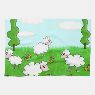 Cute Sheep Kids Illustration Towel