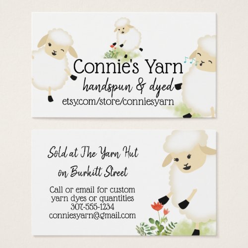 Cute sheep knitting crochet yarn business card
