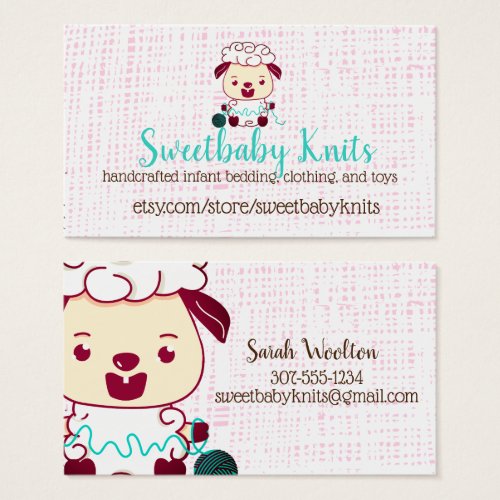 Cute sheep knitting crochet yarn business card