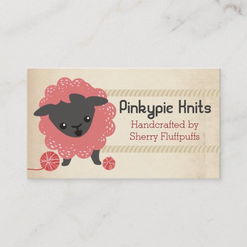 Cute sheep lamb ball of yarn knitting crochet business card