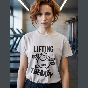 Cute sheep lifting weights, gym workout T-Shirt