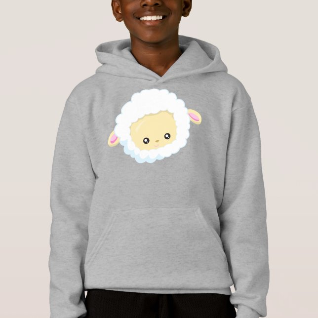 Cute Sheep, Little Sheep, Baby Sheep, White Sheep Hoodie (Front)