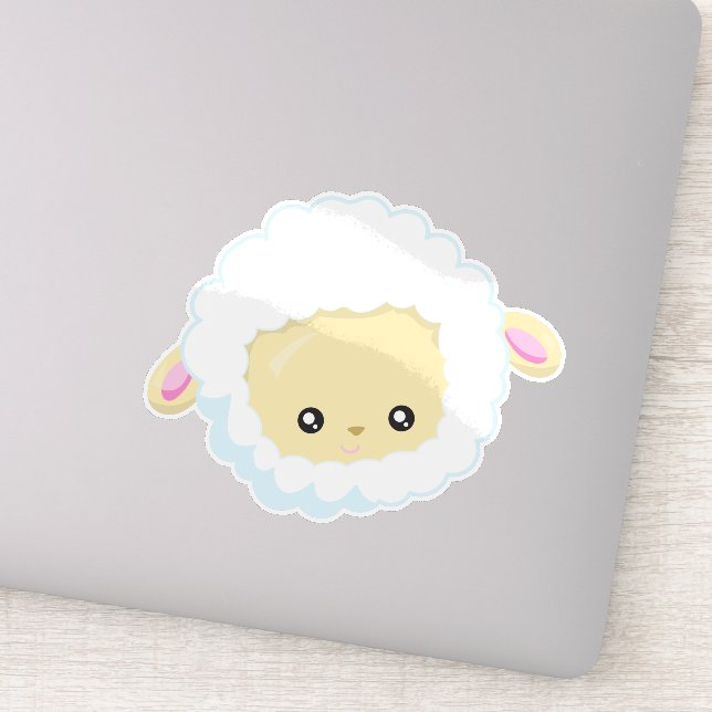 Cute Sheep, Little Sheep, Baby Sheep, White Sheep Sticker (Detail)