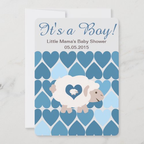 Cute Sheep Mama Its a Boy Baby Shower Invitation