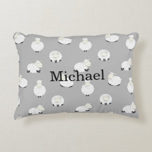 Cute Sheep Name Boy Accent Pillow