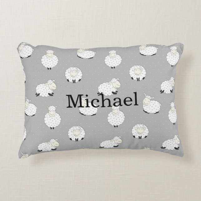 Cute Sheep Name Boy Accent Pillow (Front)