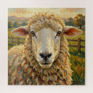 Cute Sheep on a Ranch Farm Animals Jigsaw Puzzle